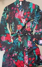 Black- Multicolored Floral Bathrobe with Belt- Women's Size XS *NWT*