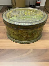 VINTAGE 1890s HUNTLEY & PALMERS FIRST KNOWN TIN TO ADVERTISED GOLF BISCUIT TIN