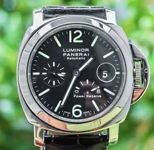 Panerai 90 Luminor Power Reserve Black Dial Automatic Alligator PAM00090 PAM 090