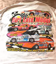 Hall of Fame Autographed Dirt Late Models Racing Large T-shirt White Earl Baltas