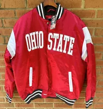 $70 THE OHIO STATE BUCKEYES MENS RETRO 80'S STYLE BUTTON UP SOFT JACKET COAT XL