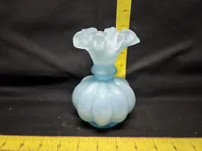 Fenton Art Glass Pre 71 Pastel Blue Ruffled Vase Flawless Shape