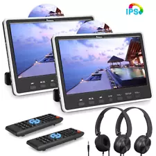 2 x 12" Car Headrest Screen Rear Seat TV Monitor HDMI AV IN OUT USB SD Headsets