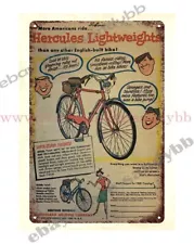 outdoor signs sale 1954 bike HERCULES LIGHTWEIGHTS BICYCLES metal tin sign