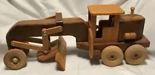 HANDCRAFTED~HARDWOOD~CONSTRUCTION ROAD GRADER MOVEABLE BLADE & 6 TURNING WHEELS