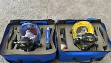 Ocean Reef Neptune II Full Face Dive Masks w/ Carrying Cases & Buddy Phones PAIR