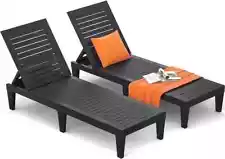 Outdoor Chaise Lounge Chair Set of 2 for Poolside Patio, Water-Resistant Tanning