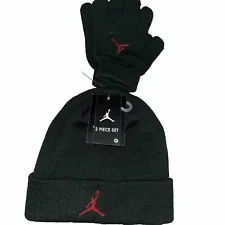 Nike Air Jordan Hat And Gloves Set For Boys / Girls Size Youth NWT Black