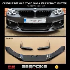 CARBON FIBRE STYLE FRONT SPLITTER FOR BMW 4 SERIES F32 F33 F36 M SPORT MAD LIP