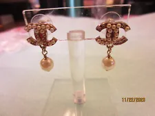 Authentic Chanel Pearl with Pearl Drop Earrings
