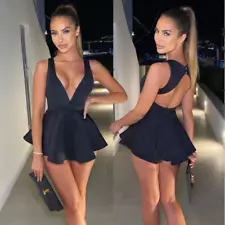 Super Short Mini Sexy Party Dress, Deep V Backless Sexy Sleeveless Dress