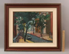 Lrg 1951 Signed ETHELBERT WHITE Impressionist English Street Scene Oil Painting