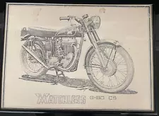 Matchless G-80 CS "Pencil" Sketch Print 15"x11" Framed Motorcycle