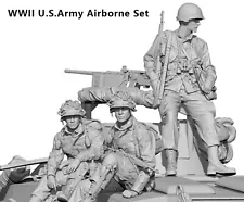 1/35 Scale Resin WW2 101st Airborne 3 Soldiers Resting On Tank Figure Model Kit