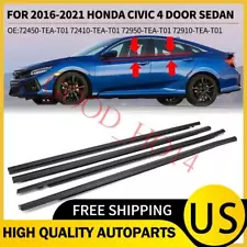 For 2016-2021 Honda Civic Sedan 4pcs Weatherstrip Window Moulding Trim Seal Belt