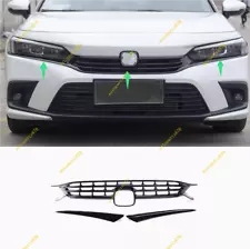 For Honda Civic 2022-2024 Glossy Black ABS Car Front Grille Stripe Trim Cover