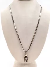 925 Silver Herringbone Chain Necklace W/ Story Teller Pendant