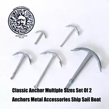 Classic Anchor Set - Multiple Sizes 2 Metal Anchors for Model Ship/Boat Models