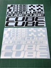 CUBE Decals Cycling Bike Stickers Custom Sizes Colours Frame Fork Road MTB BMX