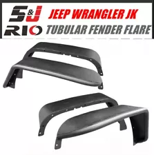 For 2007-2018 Jeep Wrangler JK Black Textured Metal Tubular Fender Flares 4 PCS