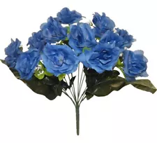 Open Rose Bush 12 Stems 21in Blue