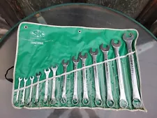 Vintage 13 Piece S-K Tools SAE Combination Wrench Set 1713 Roll Pouch. USA.