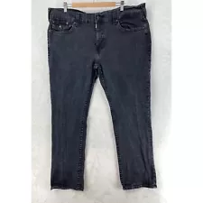 True Religion Jeans Mens 42 Black Denim Straight Ricky Flap Pocket Pants