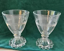 2 Vintage Anchor Hocking Boopie Glasses With Etched Circle Trim