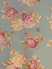 Victorian Romantic Roses Blue Cotton