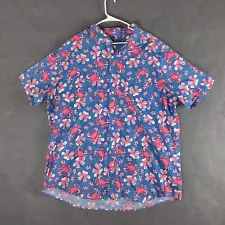 Vineyard Vines Hawaiian Shirt Mens 2XLT Pink Floral Short Sleeve Crab Print