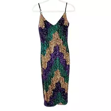 Privy Womens Mardi Gras Night Out Evening Cocktail Party Sequin Dress Size L