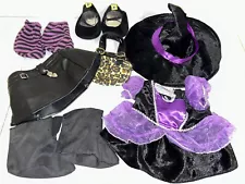 Build A Bear & Bear Works Lot Outfits Witch Set Leather Skirt Shoes