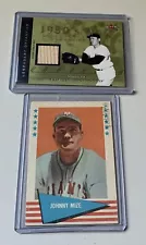 Johnny Mize N.Y. Giants 1961 Fleer & Yankees Fleer Game Used Bat (2) Card Lot!