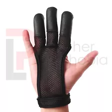 Archery 3 Fingers Tab Cow Leather Glove Arrow Guard for Compound Bow Shooting