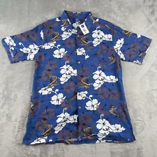 GUY HARVEY Bluewater Men Button Up Sail Fish Bold Print Hawaiian Shirt L Large