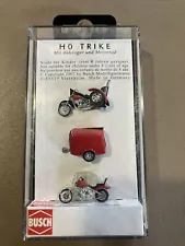 Busch 1152 RED Motorcycles HO Scale HO Trike trailer touring cycle 3pcs 2007