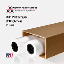 2 rolls 36" x 300' 20lb Bond Plotter Paper for Wide Format Inkjet Printers