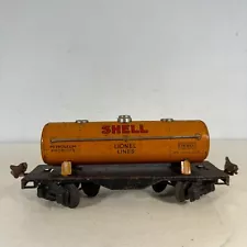 Lionel Lines 1680 O Gauge Prewar Shell Oil Yellow Tinplate Metal Tanker Tank Car