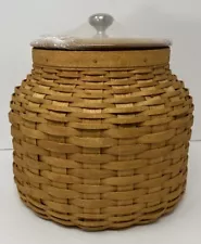 Longaberger Bee Hive Shape Cookie Basket Jar Set / Canister and Wooden Lid NEW