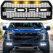 Front Grill For Ford F-150 2015-2017 Raptor Style Mesh Grille Matte Black W/LEDs