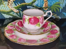 Royal Albert Old English Rose 3 Piece Set Cup Saucer Luncheon Plate Cabbage Tea