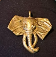 Vintage African Bronze Elephant Passport Pendant Medallion 2.25 In. x 2.25 In.