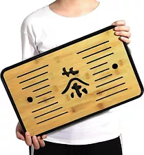 Bamboo Chinese Asian GongFu Tea Tray Large water storage Tray (17"x10.5"x1.5")