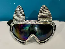 Rhinestone Ski Mask Goggles Masquerade Bling Bunny Rabbit Party Cosplay Prop Ski