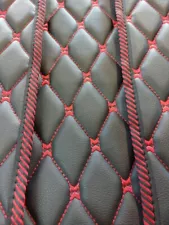 TRUCK ECO LEATHER FLOOR MAT FIT SCANIA S - BLACK/RED - SWIVEL PASSENGER SEAT