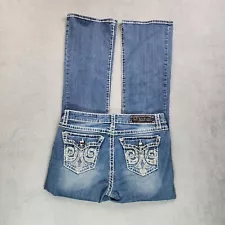 LA Idol USA Jeans Womens 13 35X34 Blue Bold Stitching Rhinestones Bootcut Denim