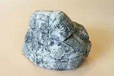 Unique Hand Etched PRE-COLUMBIAN TYPE Stone Vintage 1980s ECUADOR