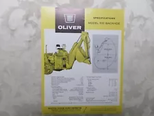 Rare Oliver 510 Backhoe Sales Sheet 1962