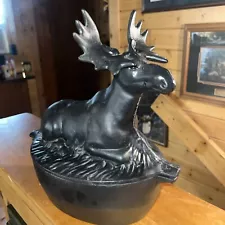 Cast Iron Moose Steamer Wood Pellet Stove Humidifier Pot Moisture Water Rustic