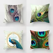 Peacock Short Plush Fabric Throw Pillow Covers 18x18 Inch Set of 4 gift